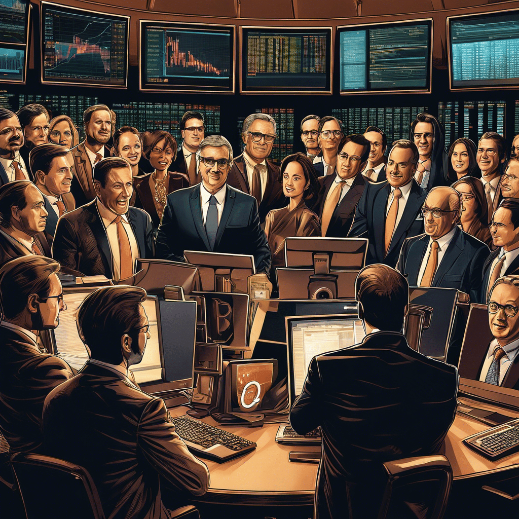 An image featuring a group of financial advisors gathered around a computer screen, their faces filled with anticipation, as they eagerly await the approval of the Bitcoin ETF