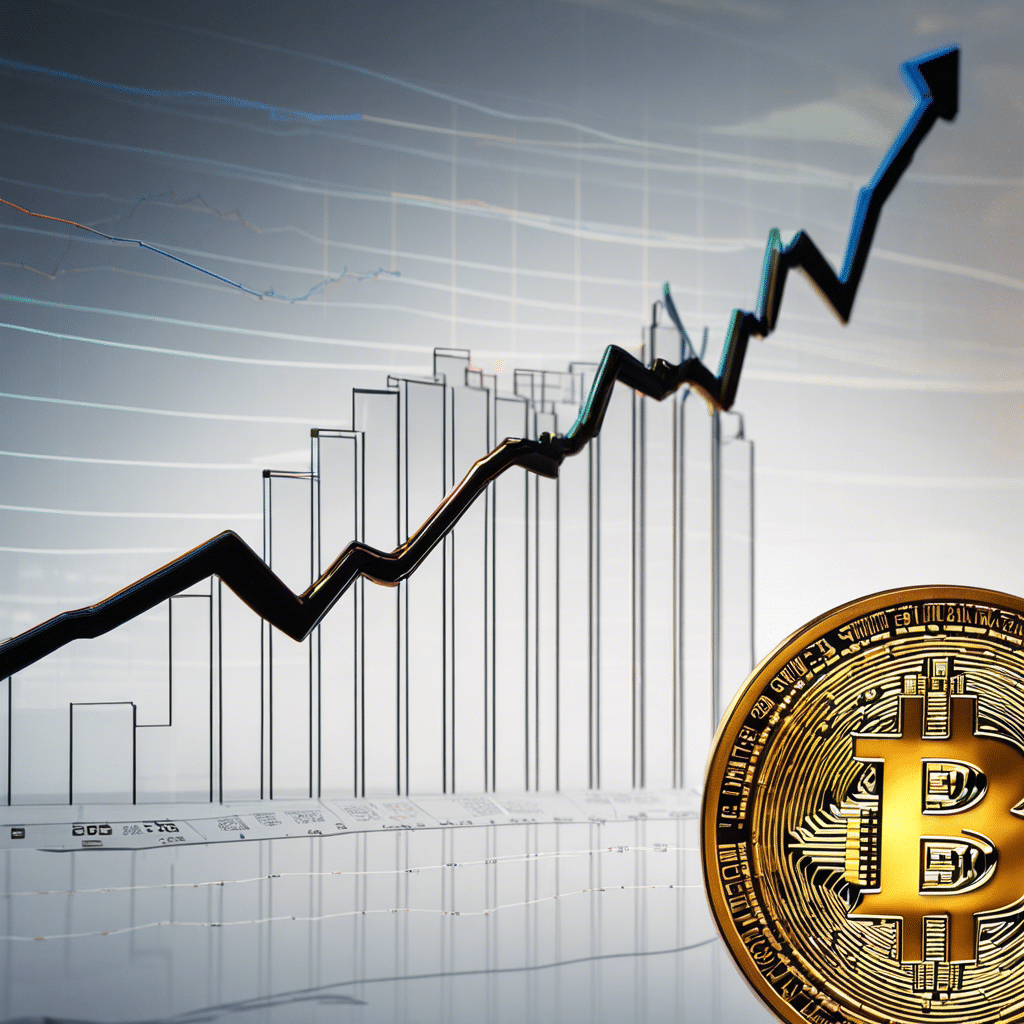 An image showcasing a graph depicting a steep upward trajectory of a Bitcoin price chart, juxtaposed against a background displaying a declining interest rate curve, symbolizing the correlation between easing interest rates and Bitcoin's soaring value